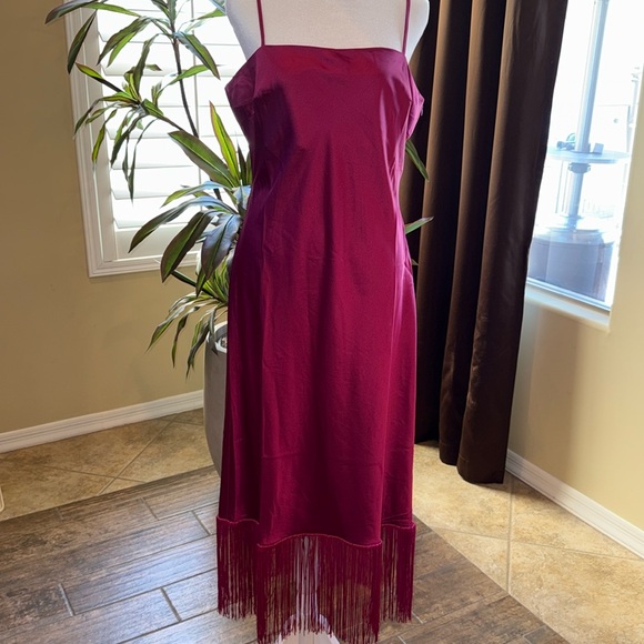 Gilli Dresses & Skirts - NWT - VICI  Gilli Satin Fringe Trim Midi Dress